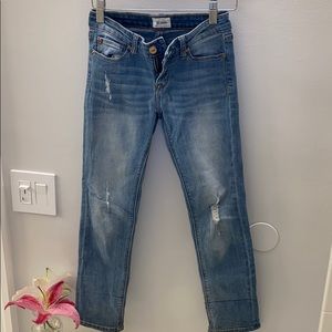Girls Hudson medium wash distressed jeans